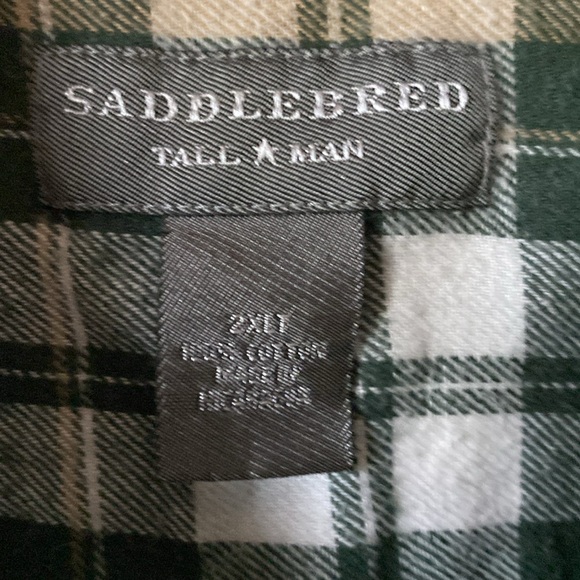 Saddlebred Tall Man, 100% cotton flannel, green & cream plaid, men’s size 2XLT - Picture 9 of 9